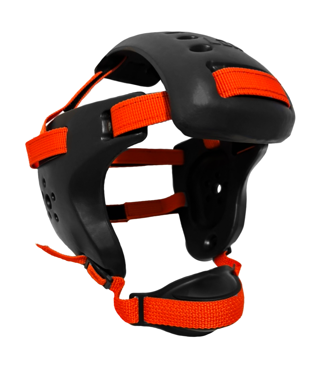 Wrestling Headgear, Adult Earguard XP-4 (Extra Rear Pad)-Black & Orange Straps