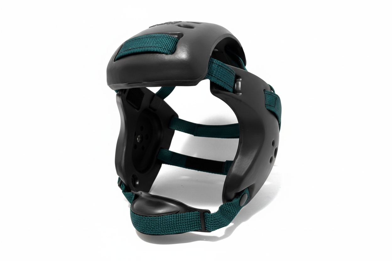 Wrestling Headgear, Adult Earguard XP-4 (Extra Rear Pad)-Black & Green Straps